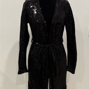 Chic Black Sequin Women's Robe